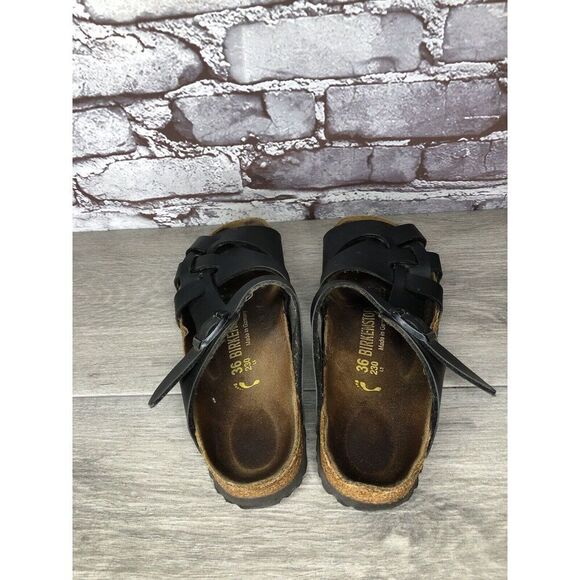 Birkenstock Pisa Black Leather Strappy Slides Cork Sandals Women’s Sz 36EU/5M US - Picture 6 of 16